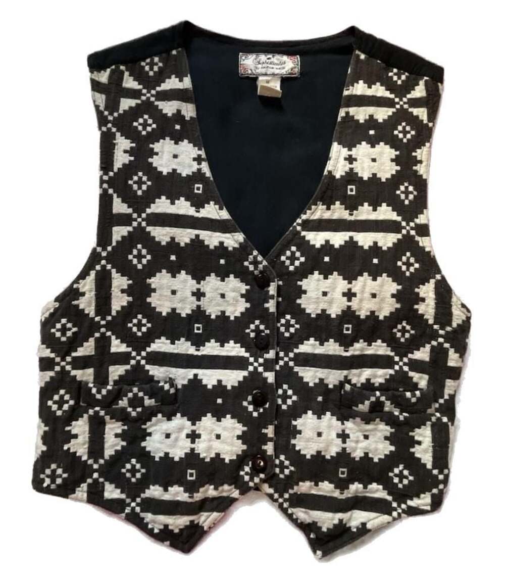 Vintage 80s 90s Western Southwest Geometric Cotton Rayon Made in the U.A.E. Vest